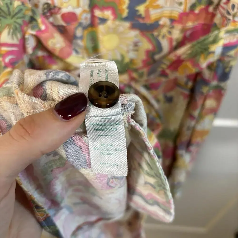 MARINE LAYER- CAMILLA ROMPER-Pastel Groovy Print-Hemp Blend Boho Fairy Sz Med - Picture 6 of 7